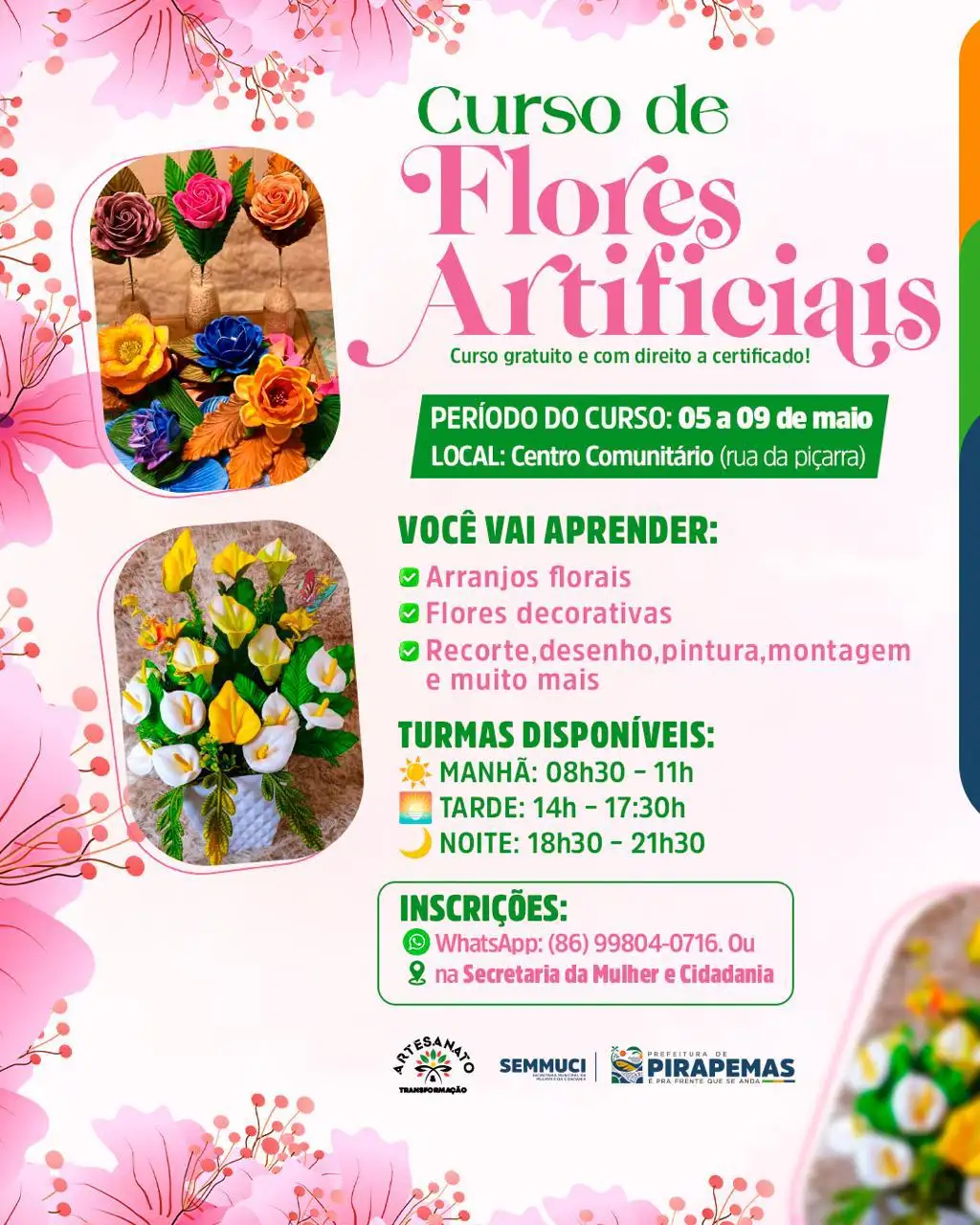 Curso Profissionalizante de Flores Artificiais! 🌹🌵
