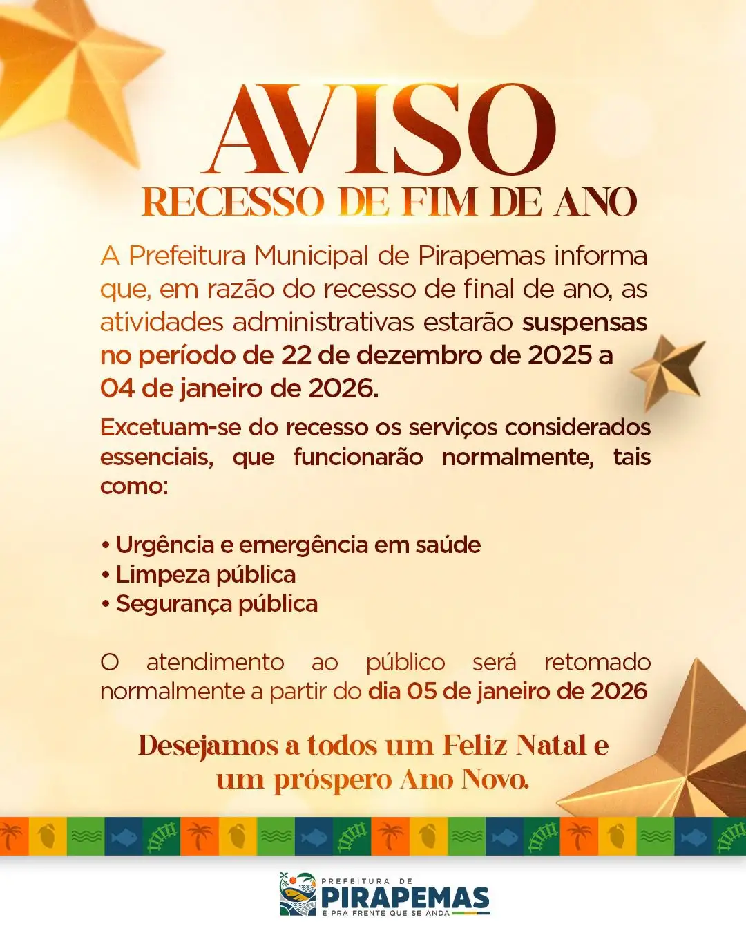 RECESSO DE FIM DE ANO!