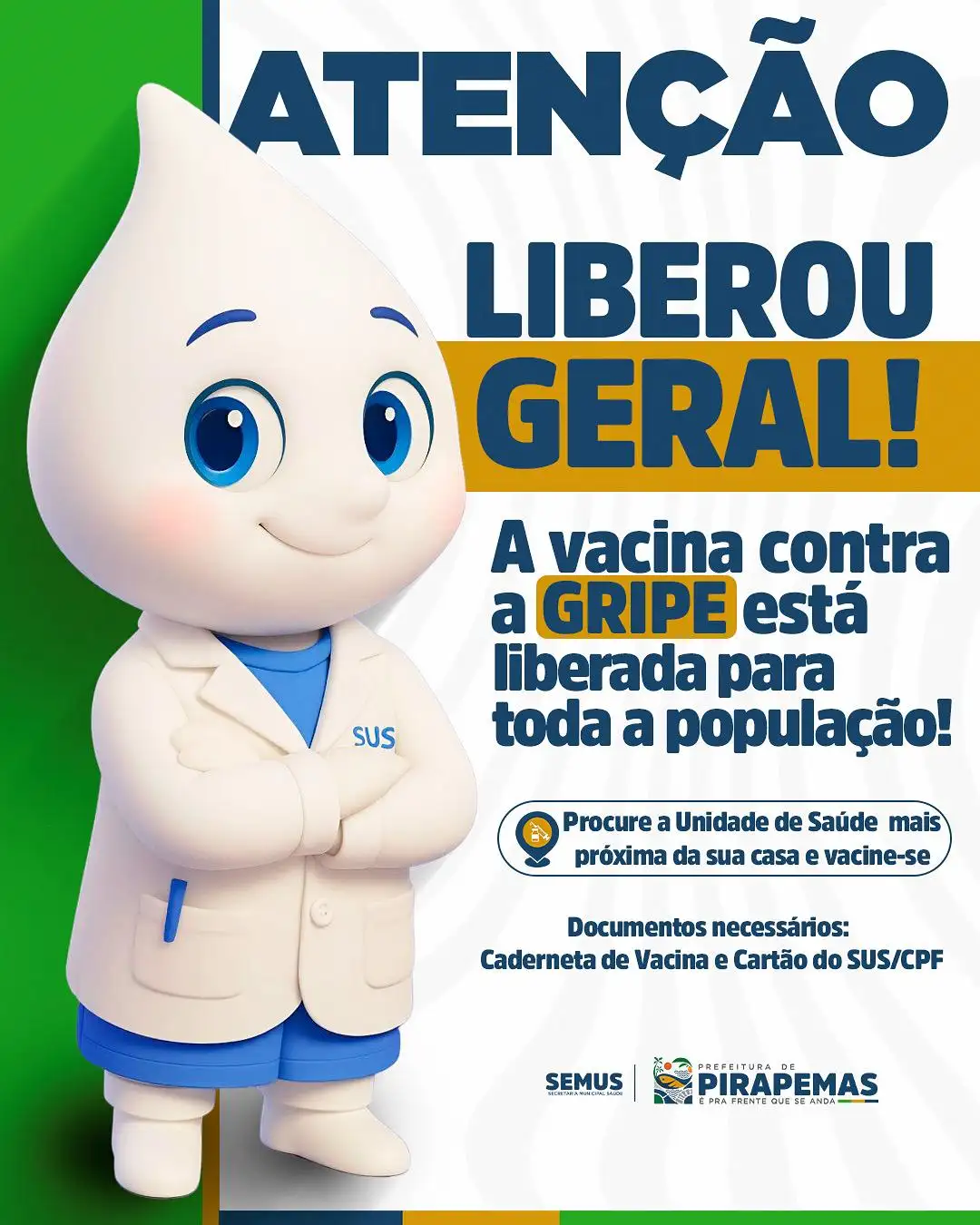 🚨 VACINAÇÃO CONTRA A GRIPE!🚨