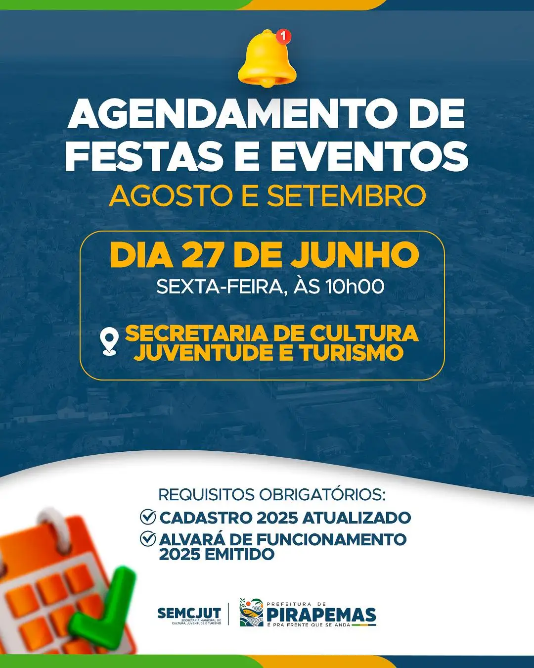AGENDAMENTO DE FESTAS E EVENTOS - AGOSTO E SETEMBRO