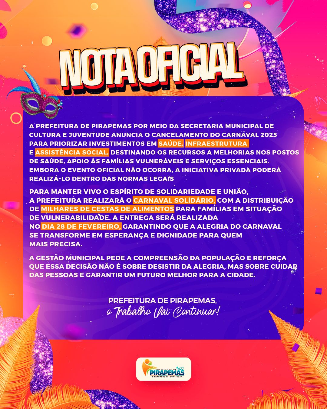 COMUNICADO OFICIAL: CARNAVAL 2025