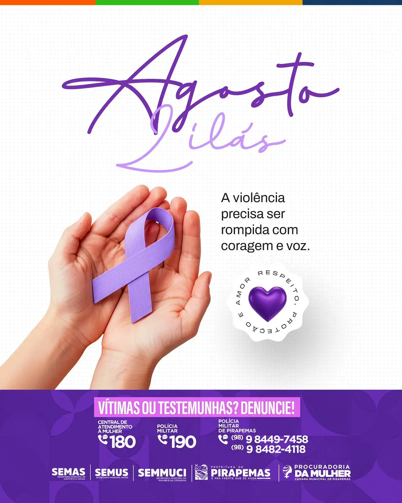 🚨 Agosto Lilás – Mês de Combate à Violência contra a Mulher