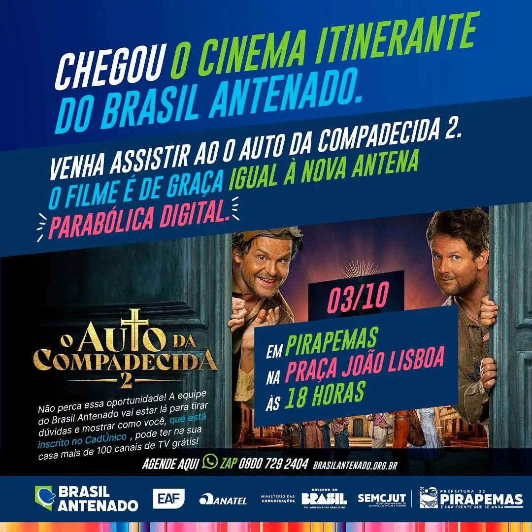 🎬✨ Pirapemas vai receber o Cinema Itinerante do Programa Brasil Antenado!
