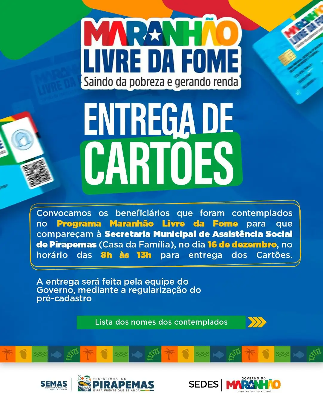 📢 CONVOCAÇÃO OFICIAL | PROGRAMA MARANHÃO LIVRE DA FOME