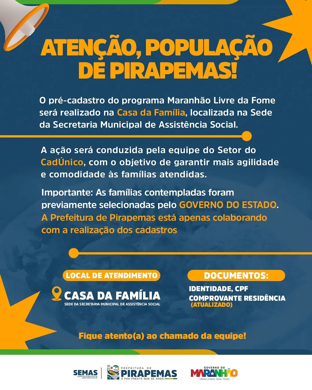 Pré-cadastro do programa Maranhão Livre da Fome!