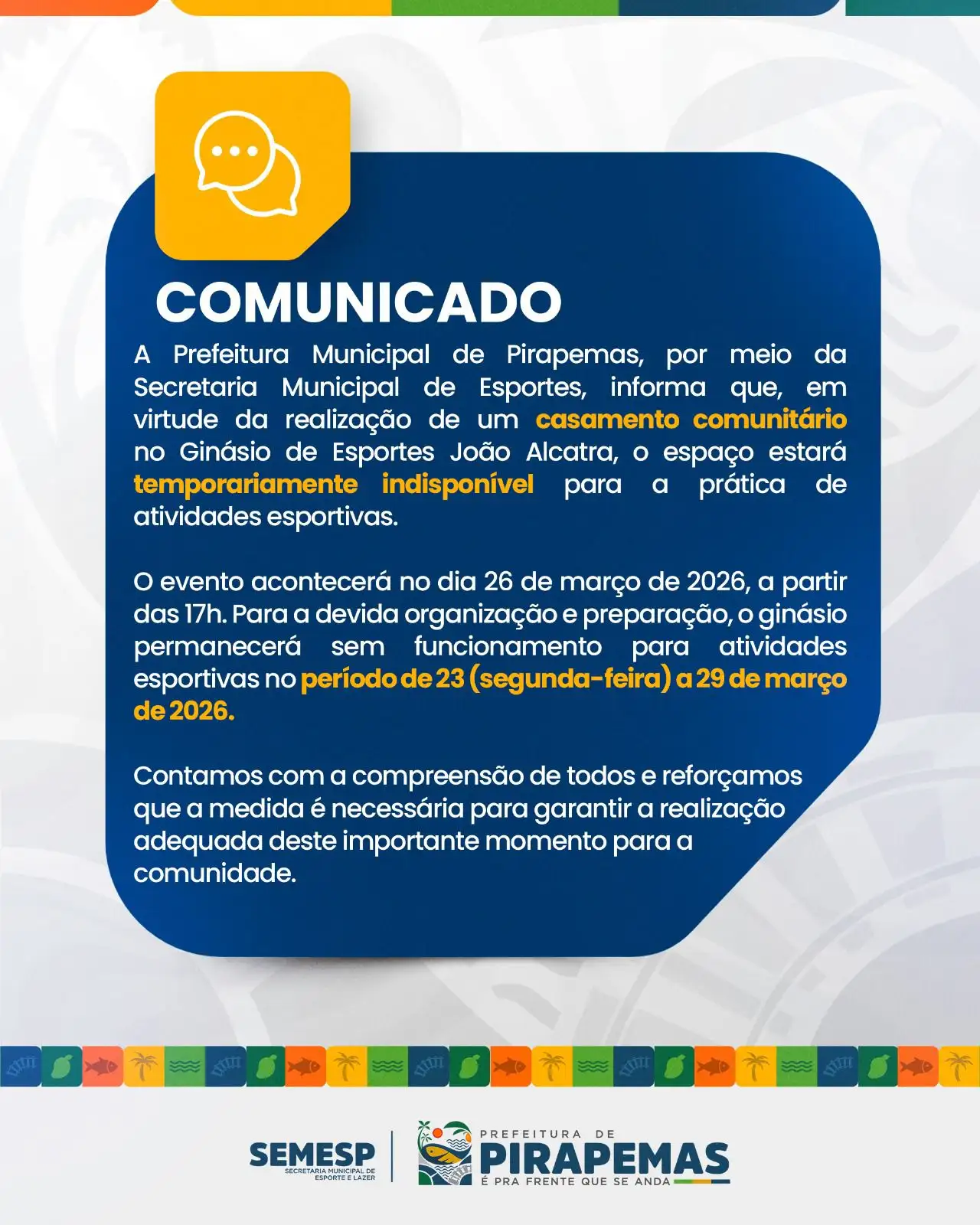 Casamento comunitário no Ginásio de Esportes João Alcatra!