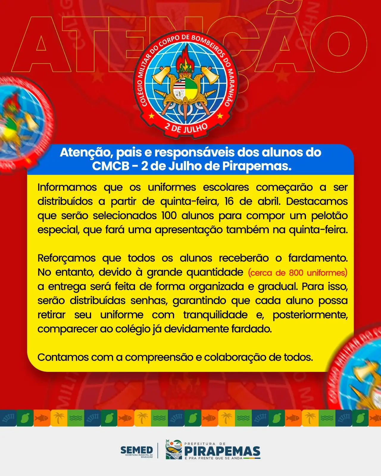 📢 Atenção, pais e responsáveis!